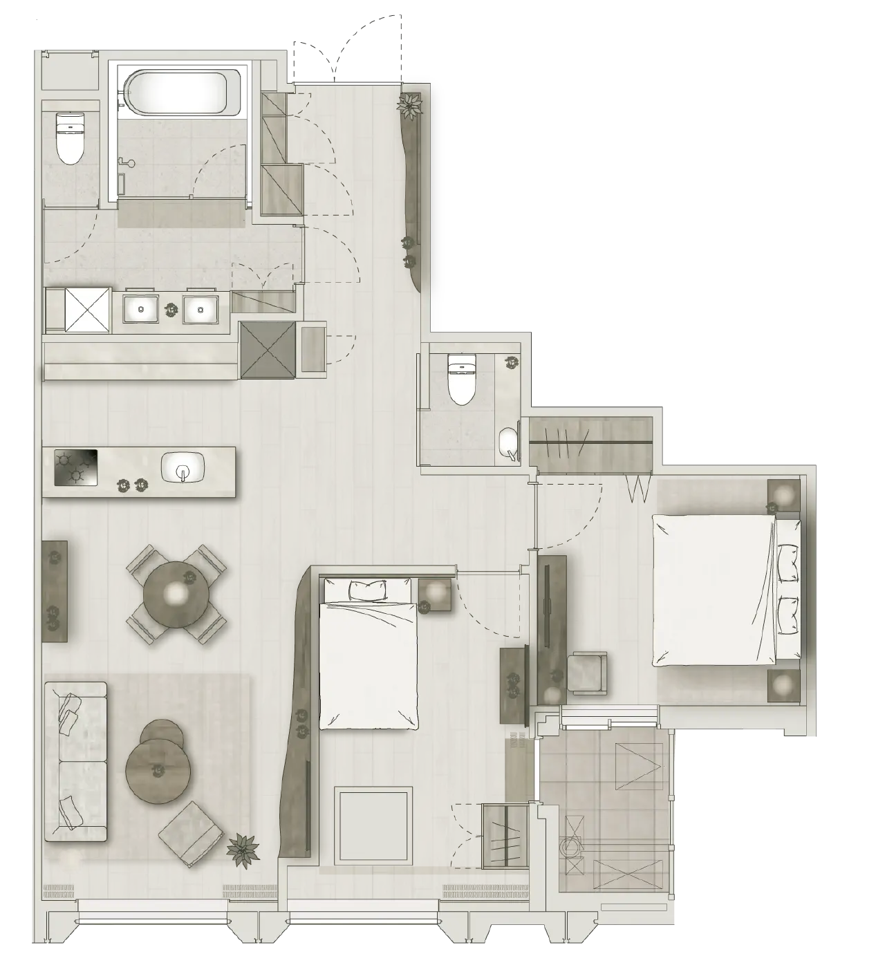 1 HOMES TOKYO D TYPE 2 bedrooms 91.26㎡の間取り